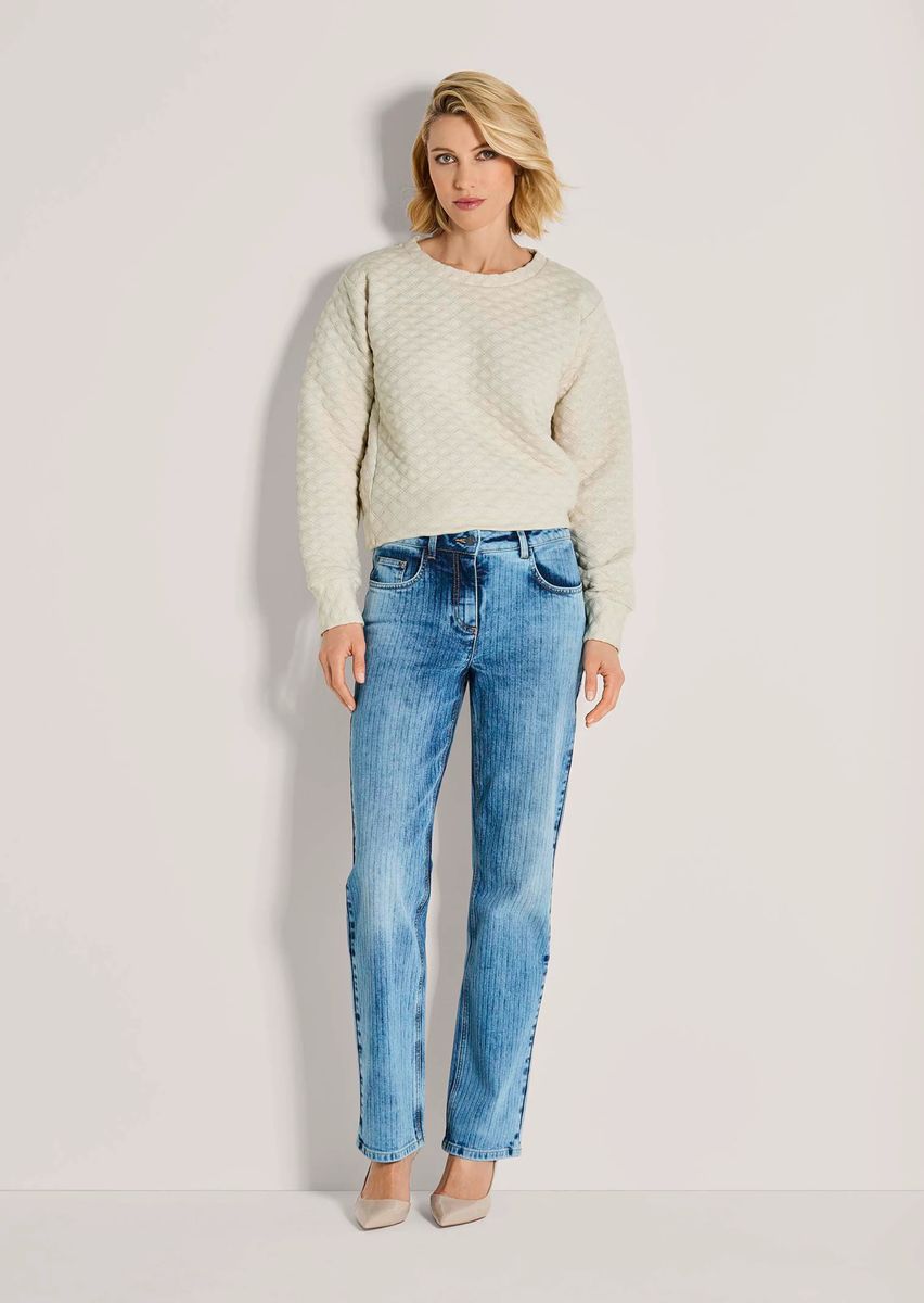 Gerade geschnittene Jeans mit Fischgrat-Struktur