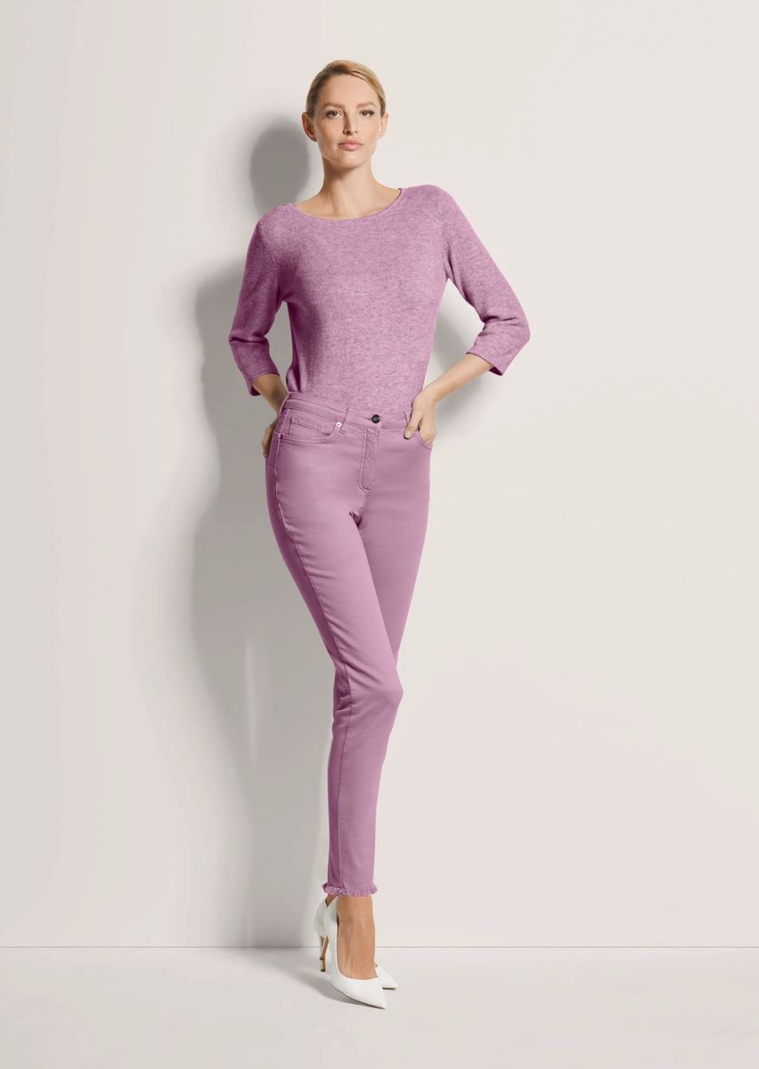 Skinny-Jeans mit feinem Fransensaum