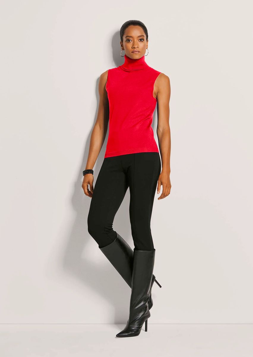 Ärmelloser Rollkragenpullover aus Stretch