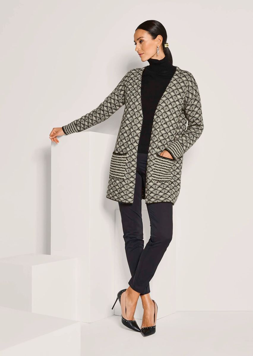 Verschlusslose Strickjacke mit Jacquard-Muster