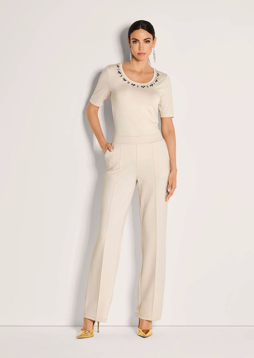 Elegante Jersey-Hose mit Längsbiesen