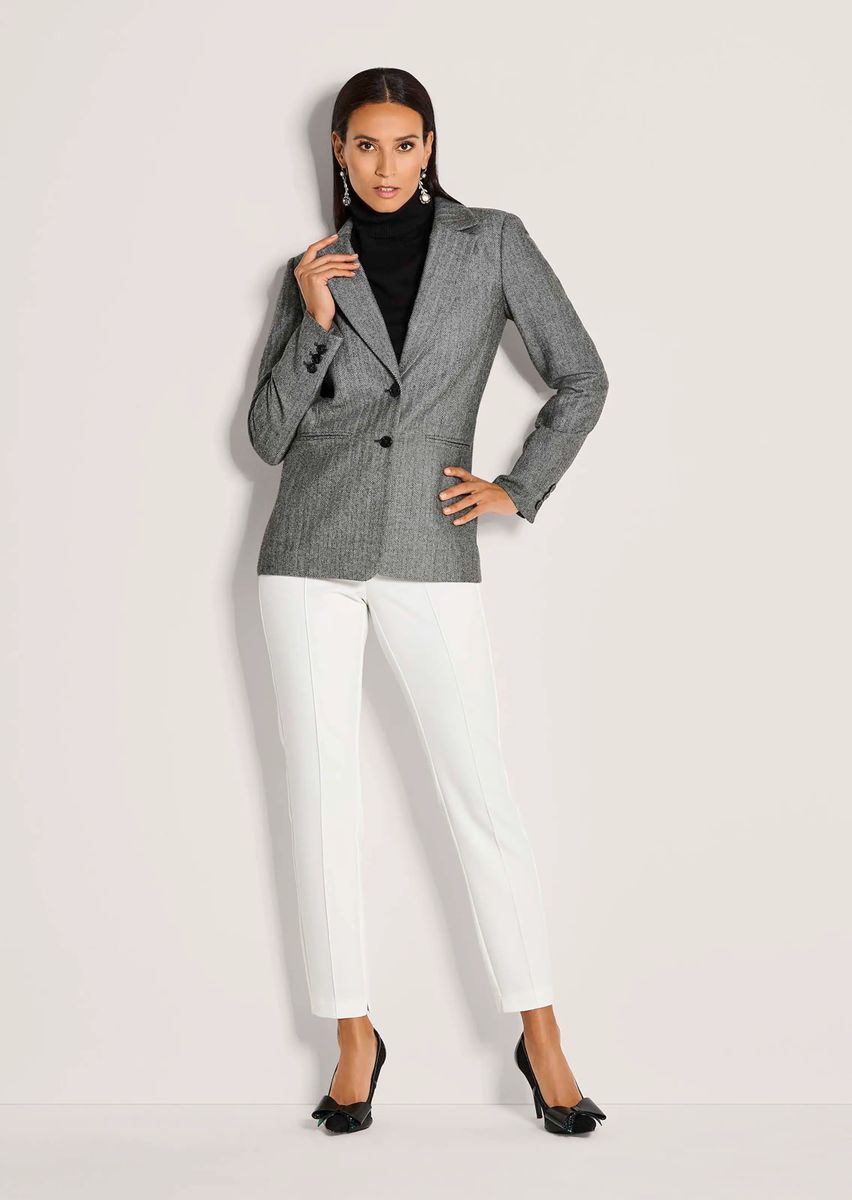 Klassischer Wollblazer mit Fischgrat-Muster