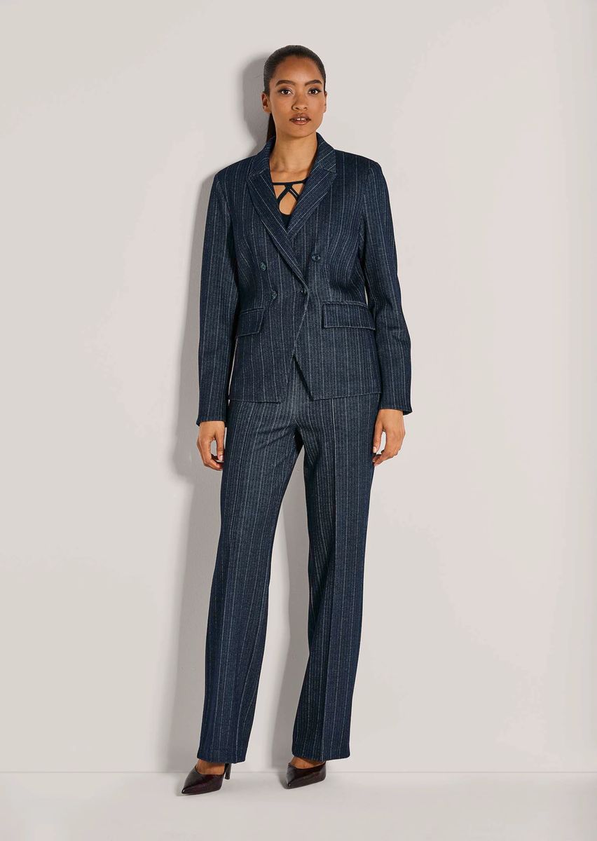Zweireihiger Jersey-Blazer mit Nadelstreifen