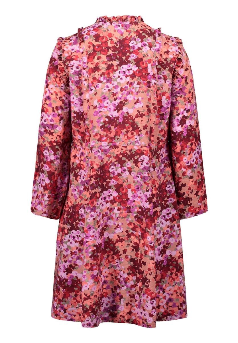 Blumenkleid mit Split-Neck und Rüschen