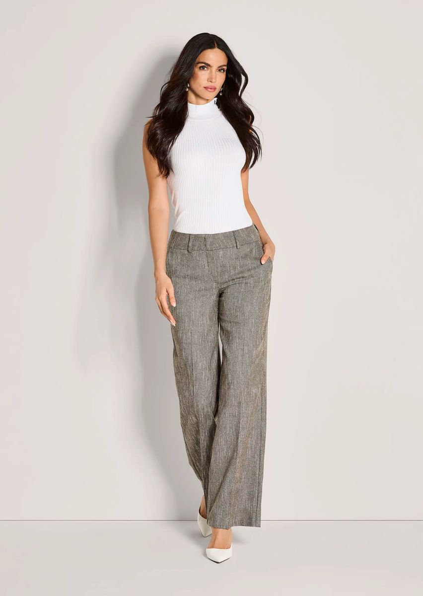 Weite Bügelfalten-Hose in Tweed-Optik