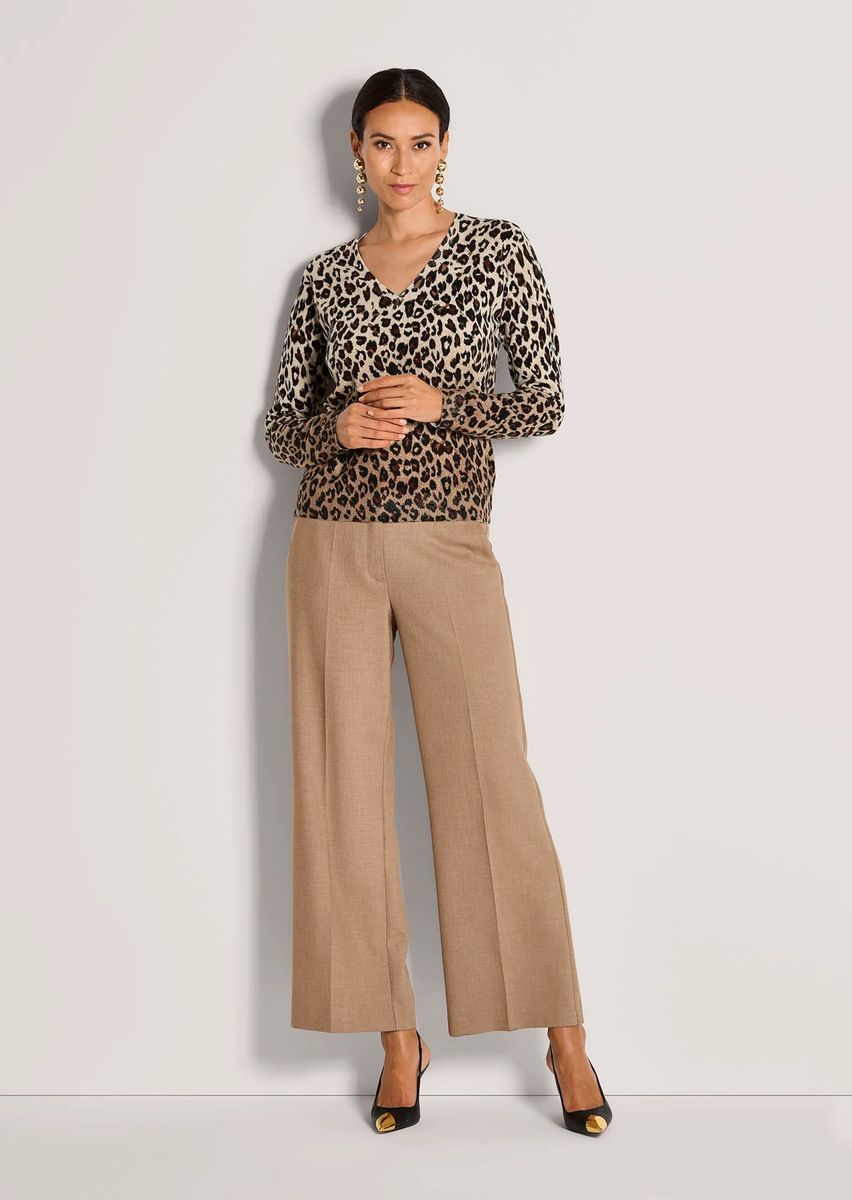 V-Ausschnitt Pullover mit Leopardenmuster