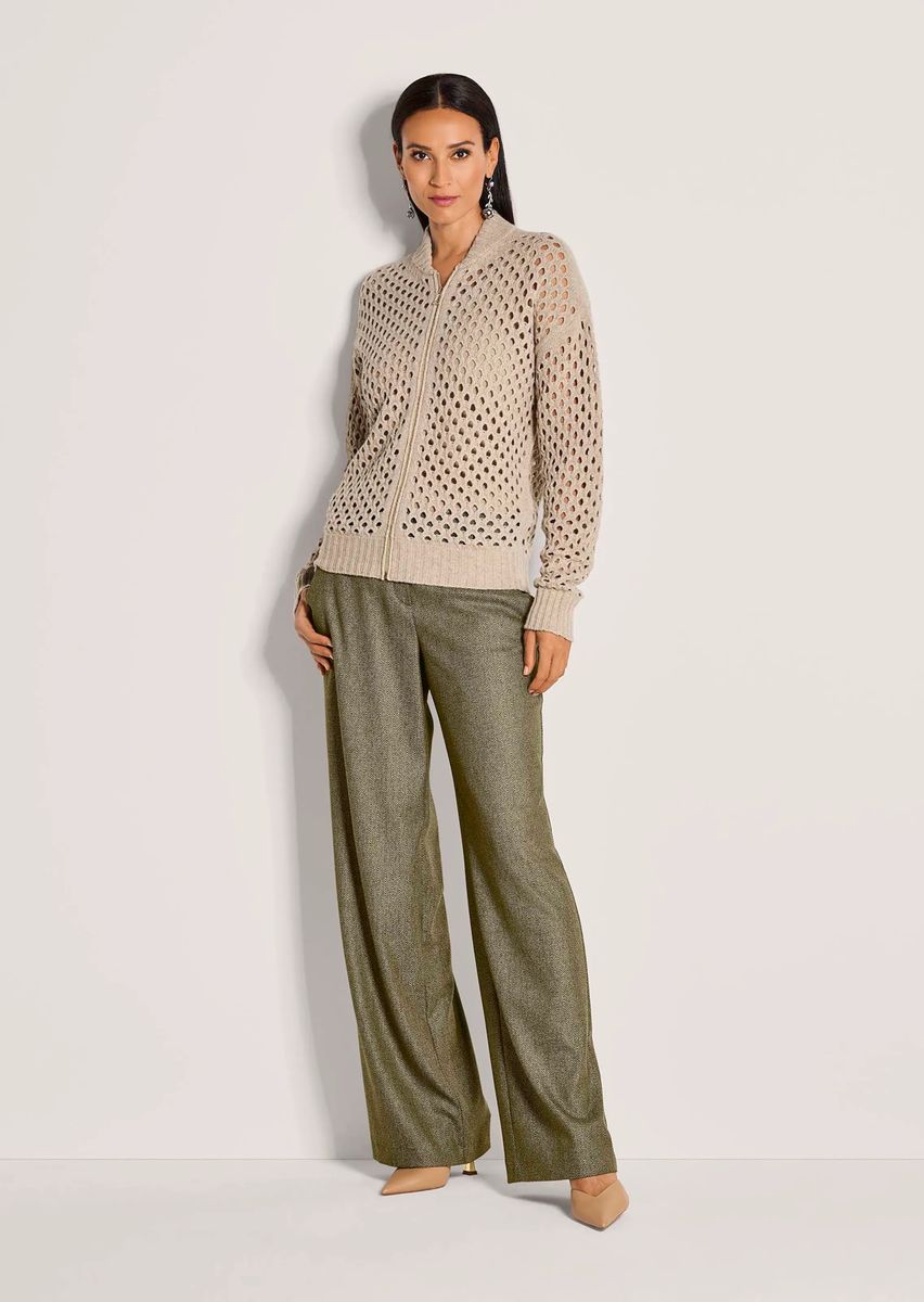 Kaschmir-Mix Strickjacke mit Lochmuster