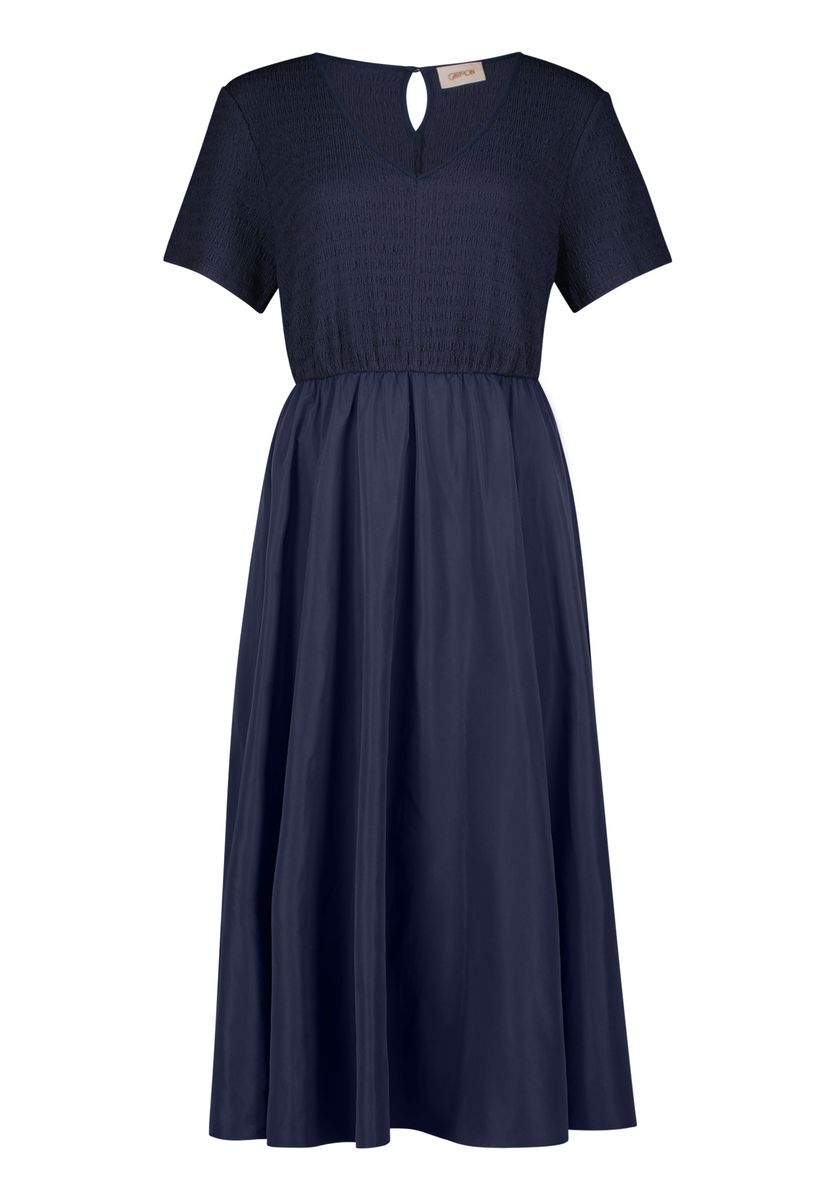 A-Linien-Midikleid mit gesmoktem Oberteil