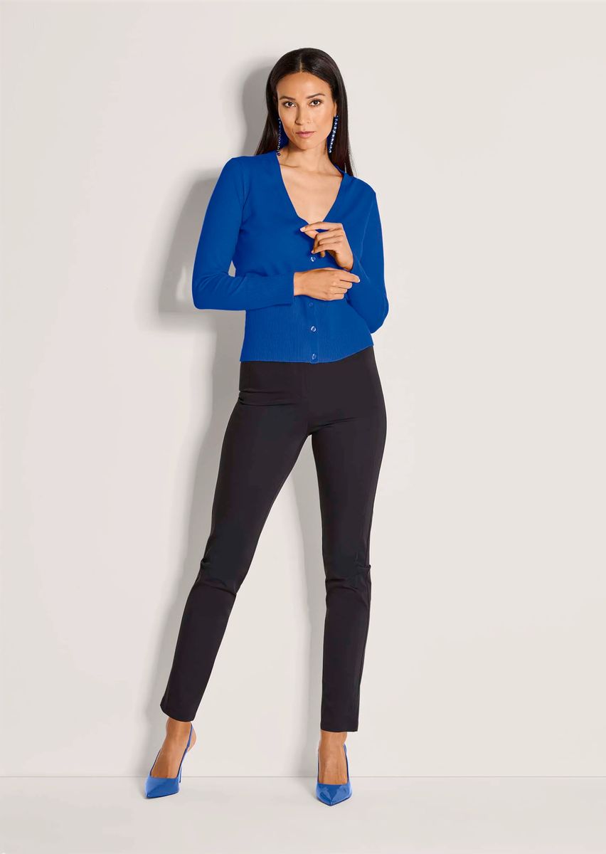 Schmaler V-Ausschnitt Cardigan aus Stretch