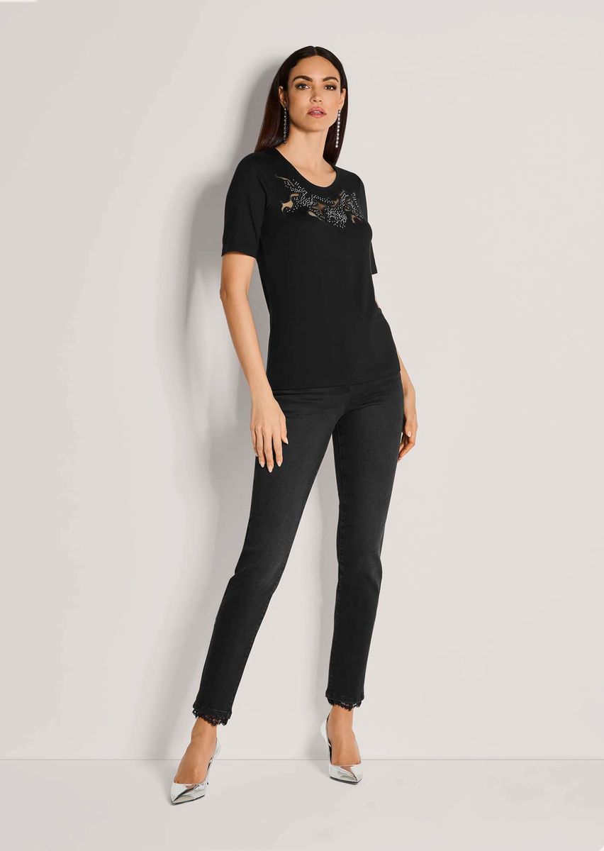 Shirt mit transparenten Einsätzen und Glitzer