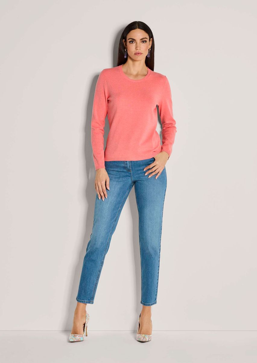 Klassischer Feinstrick-Pullover mit Rundhalsausschnitt