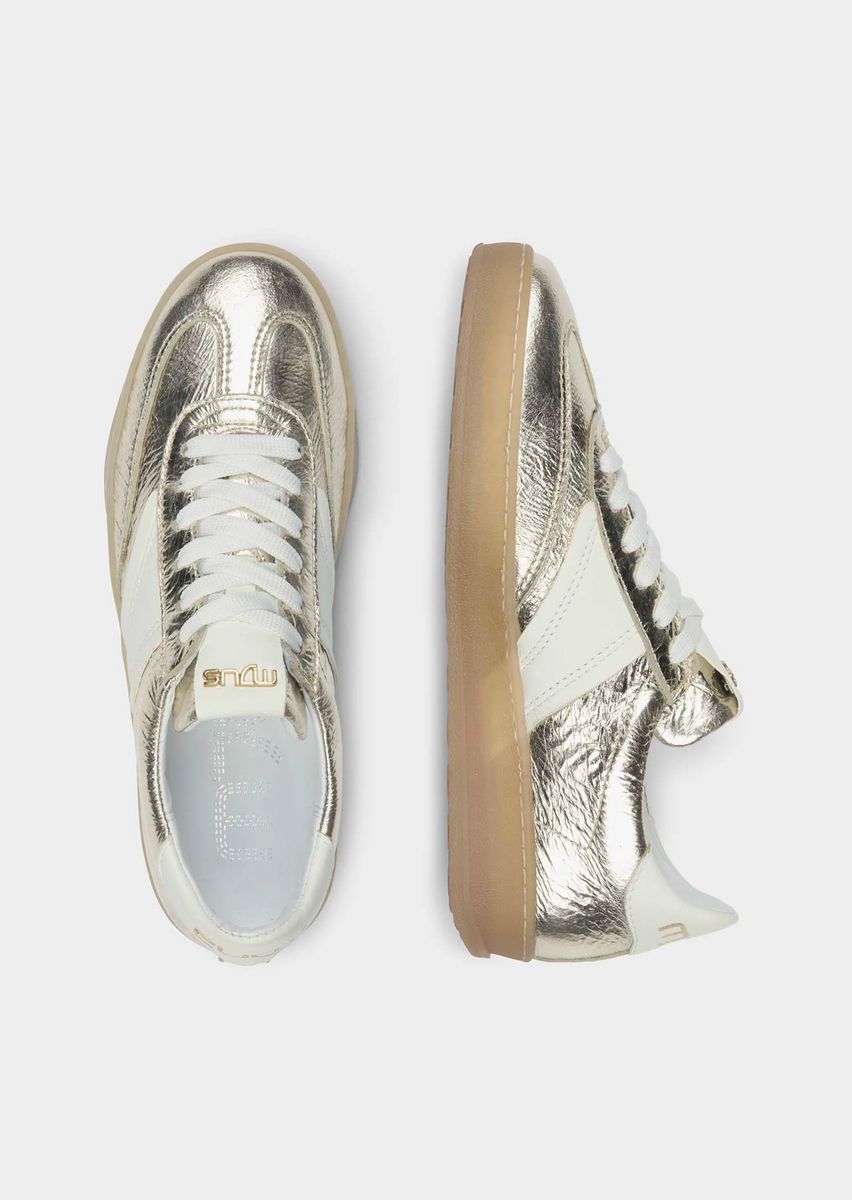 Metallic-Leder-Sneaker mit Gummisohle