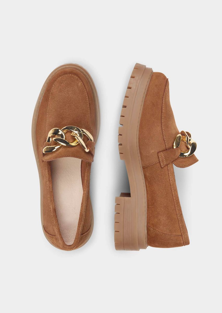 Wildleder-Slipper mit Gliederkette