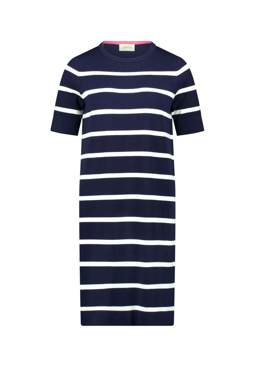 Lässiges gestreiftes Strick-T-Shirt-Kleid
