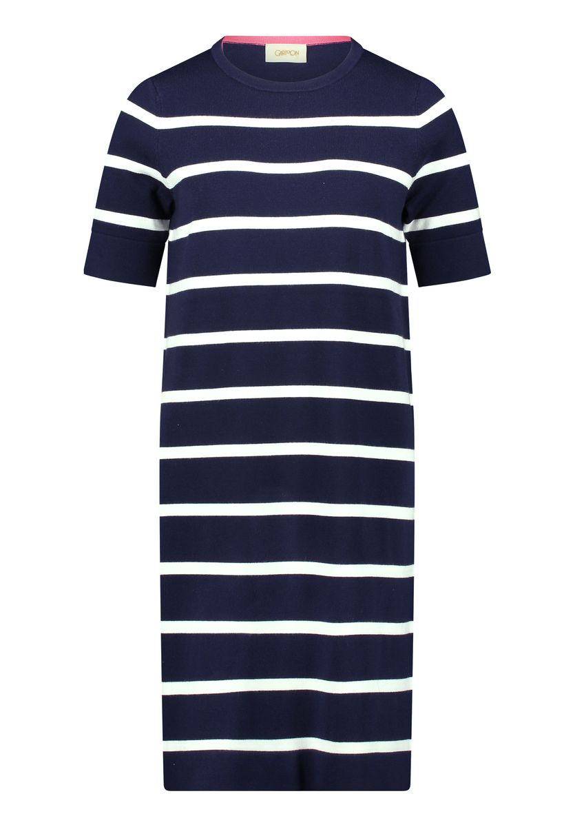 Lässiges gestreiftes Strick-T-Shirt-Kleid