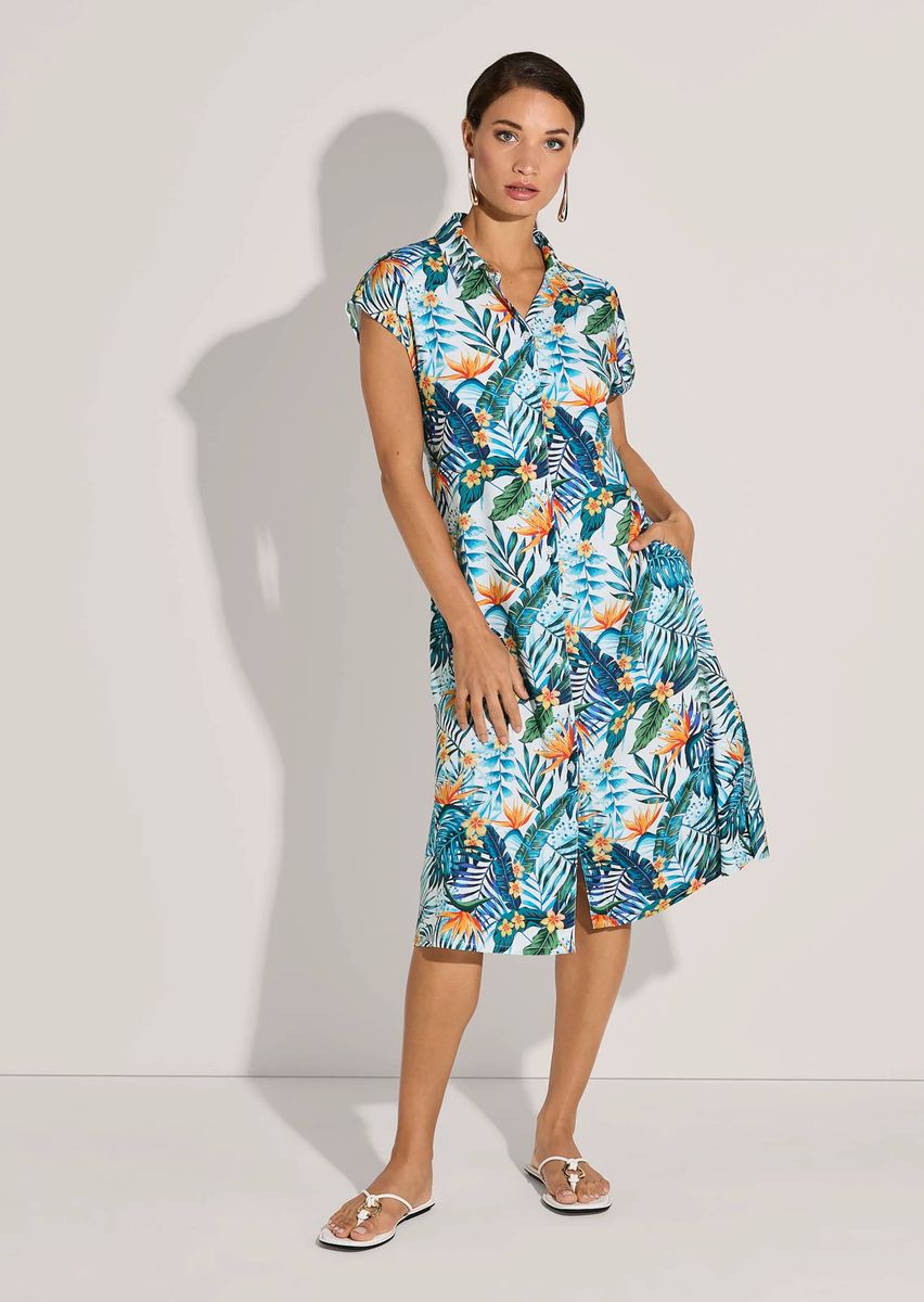 Hemdblusenkleid mit tropischem Print