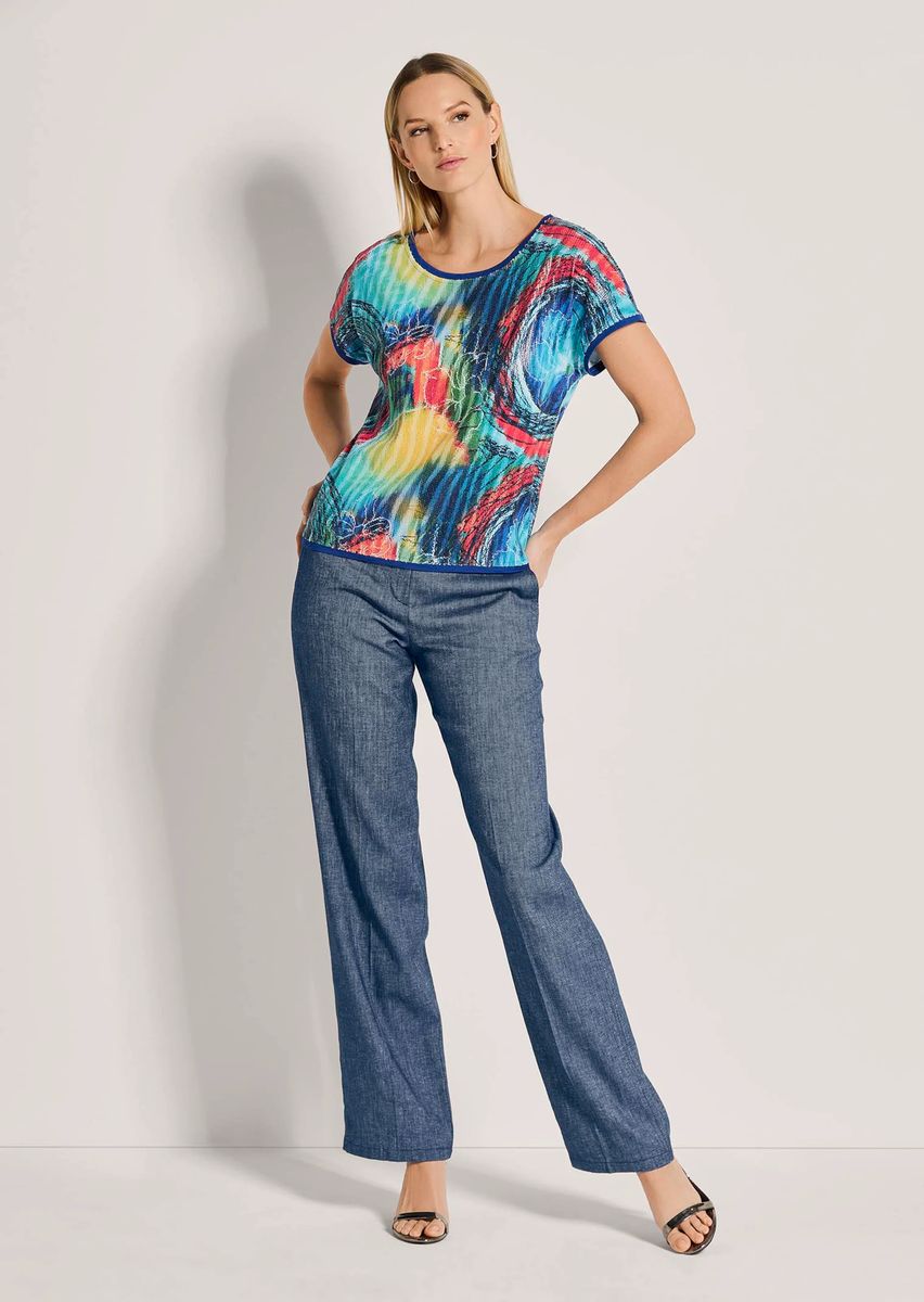 Farbenfrohes Jersey-Shirt mit Pailletten-Print