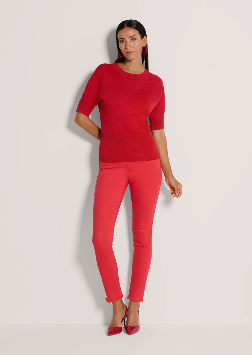 Kurzärmeliger Feinstrickpullover aus Baumwolle