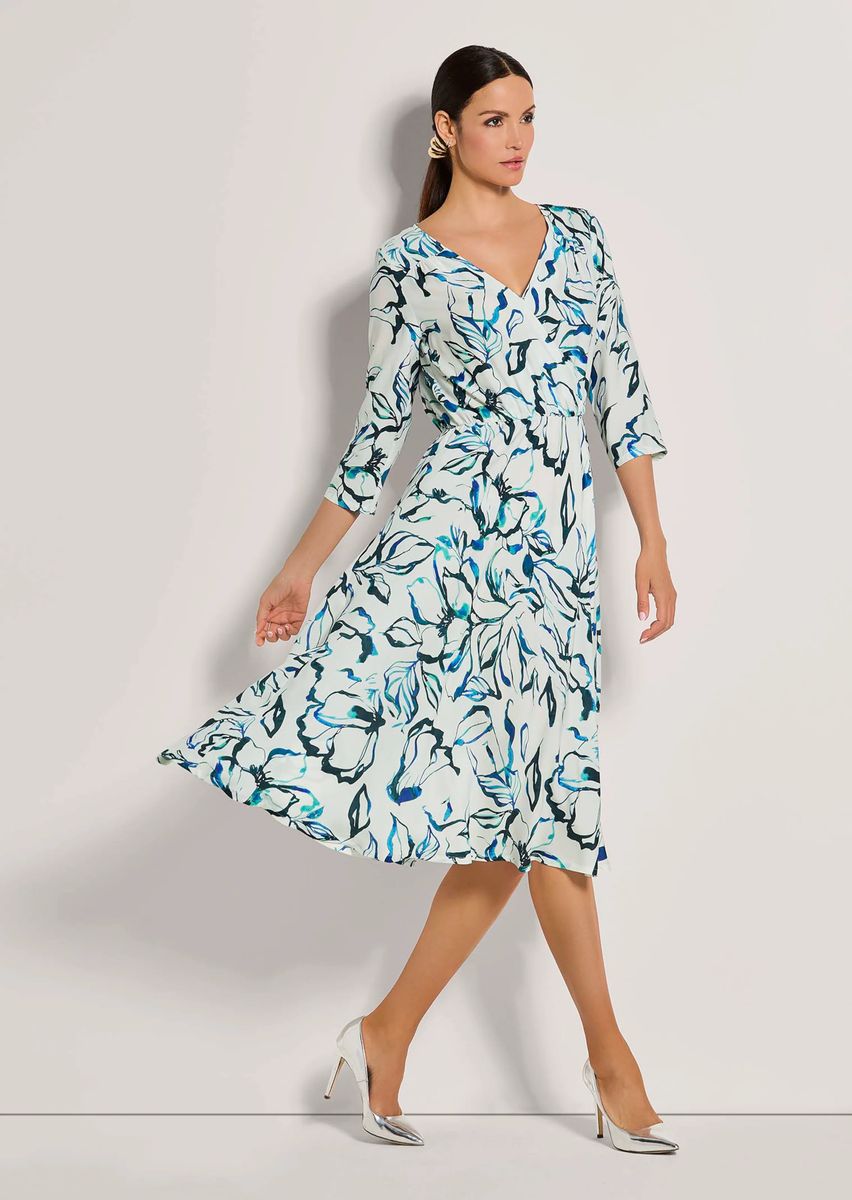 Midi-Kleid mit Blumenprint in Wickeloptik
