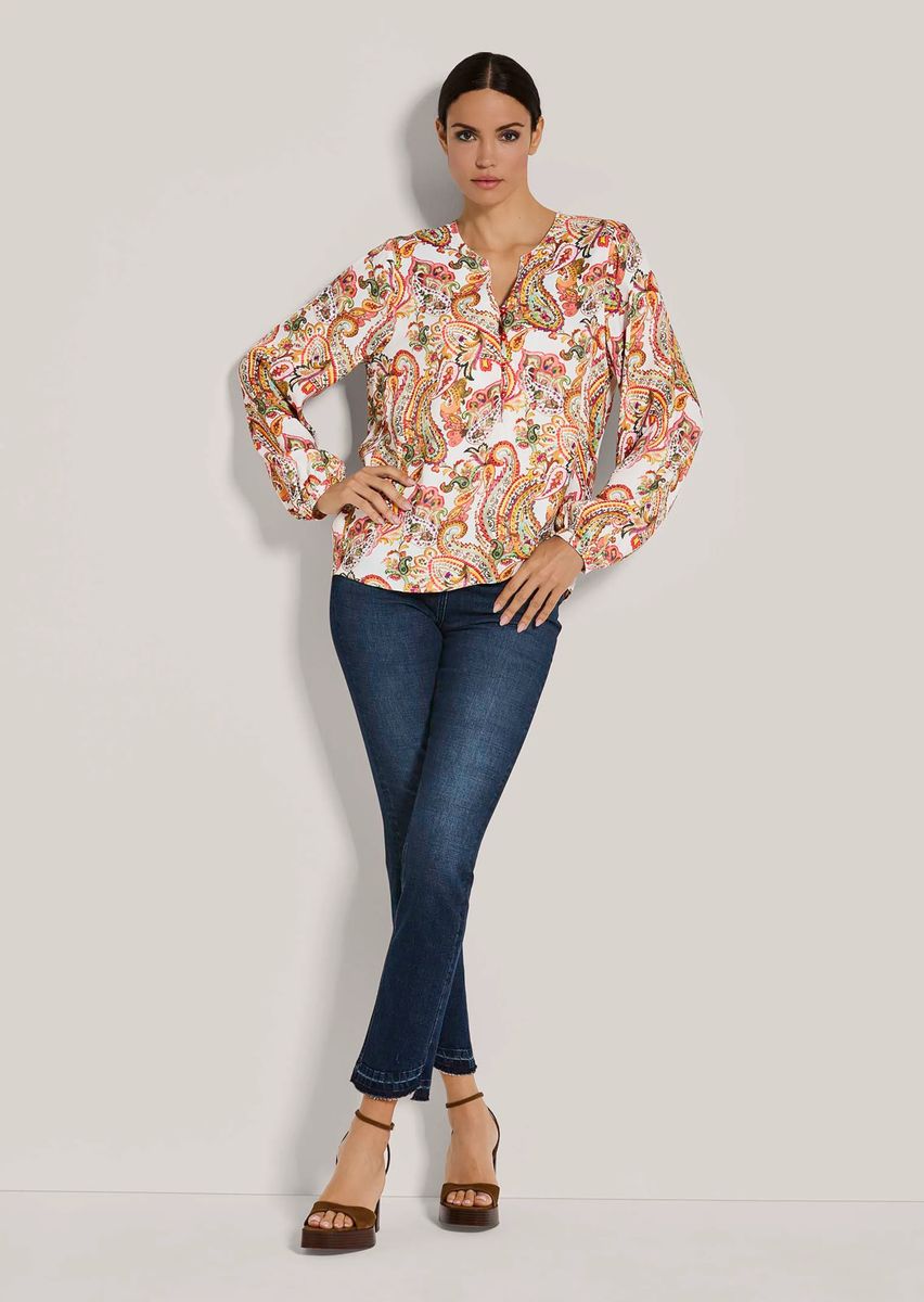 Tunika-Bluse mit Paisley-Print