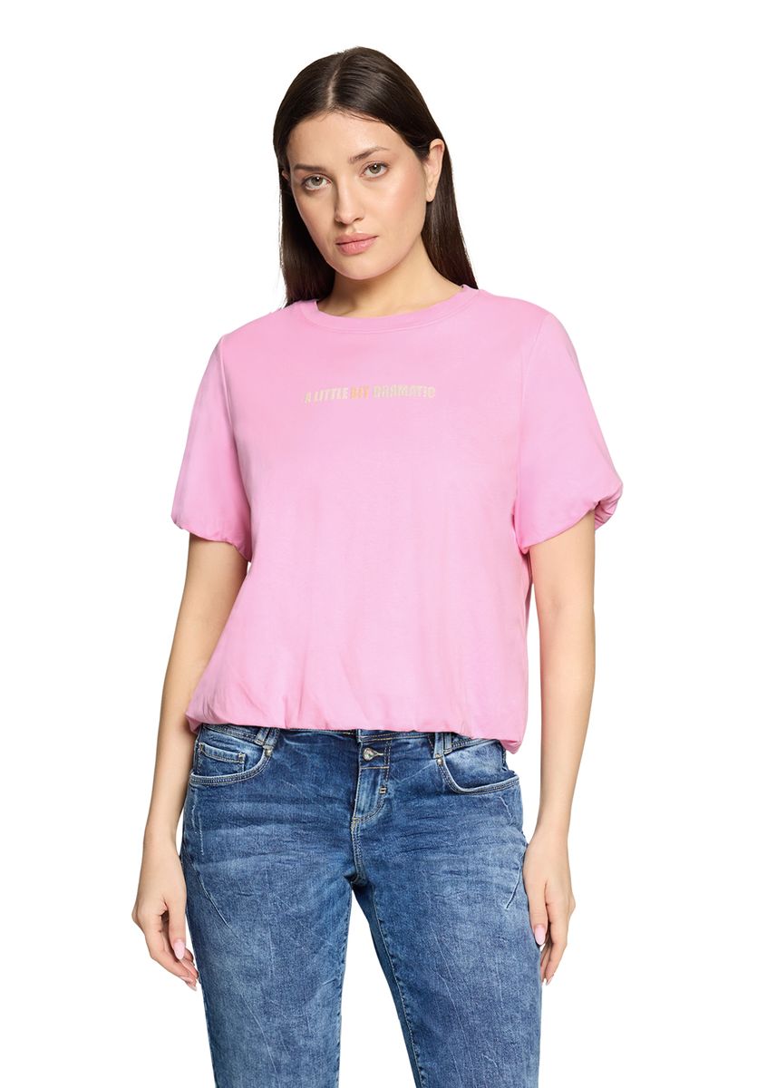 T-Shirt mit Slogan und Saumbund