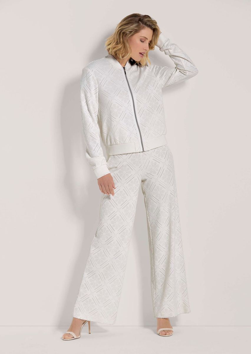 Jersey-Blouson in Spitzen-Optik