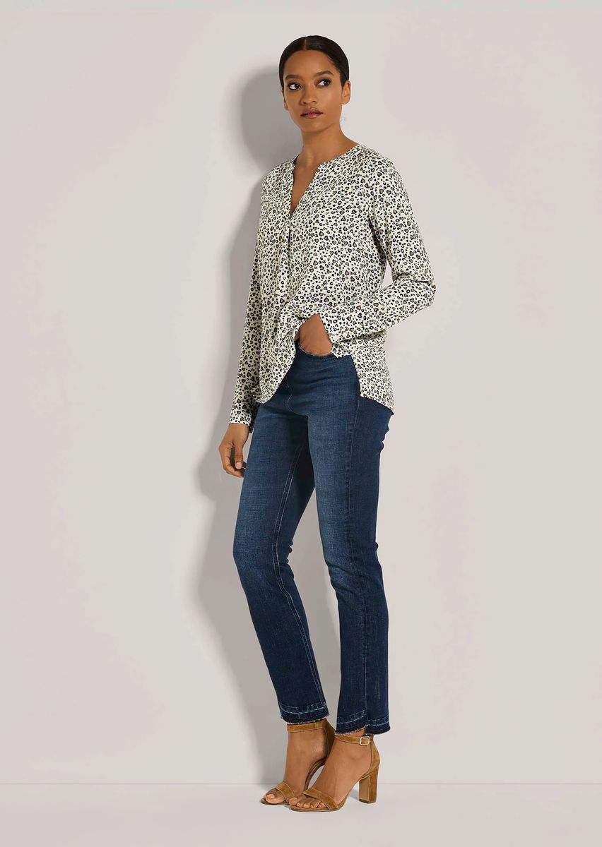 Fließende Tunika-Bluse mit Leopardenmuster