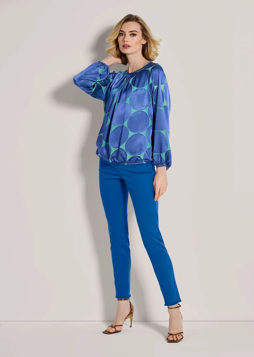 Satinbluse mit Retro-Print