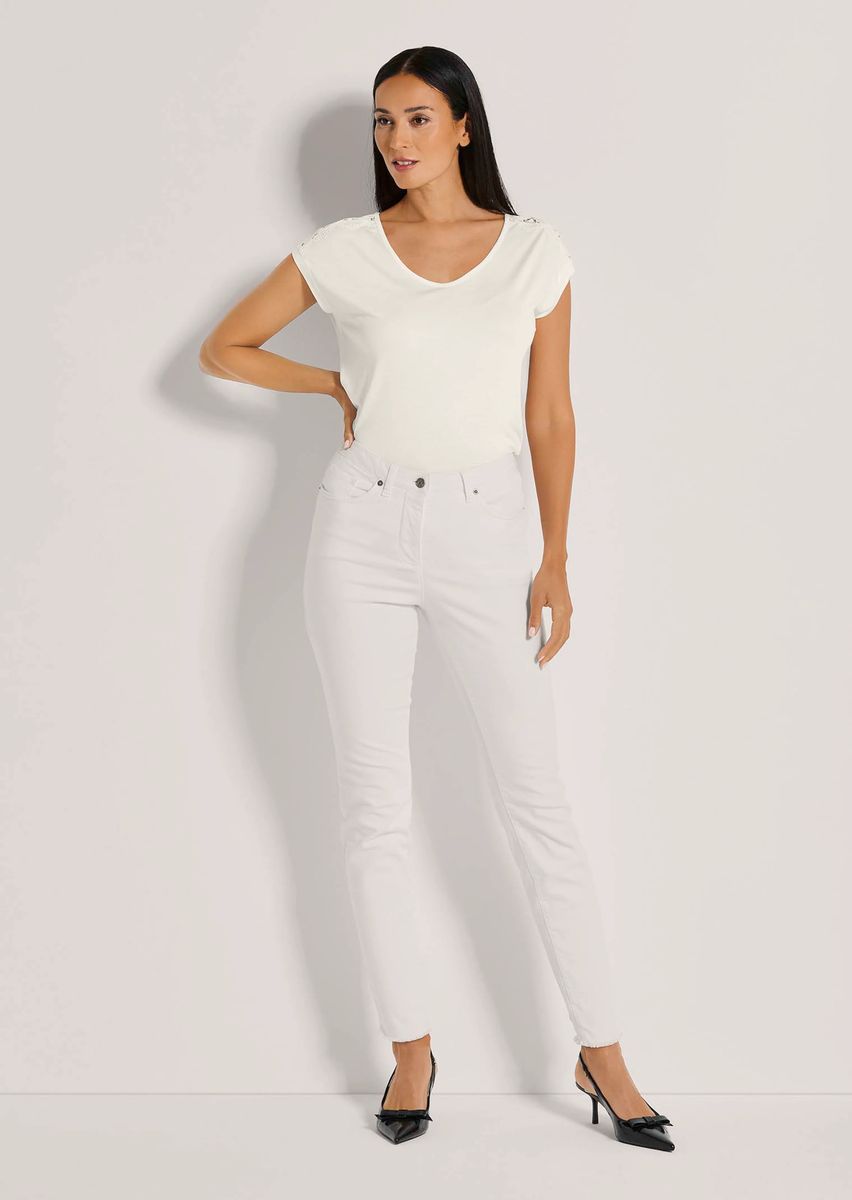 Skinny-Jeans mit feinem Fransensaum