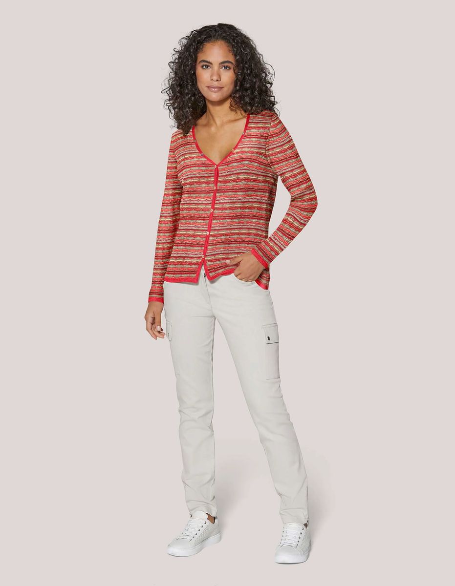 Feinstrick-Cardigan mit Streifenmuster