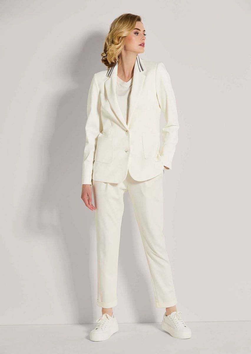 Langer Jersey-Blazer mit gestreiftem Detail