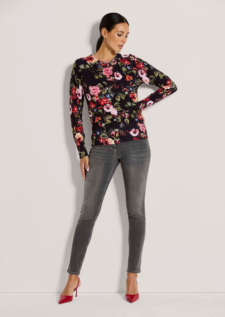 Strickjacke mit farbstarkem Blumenprint