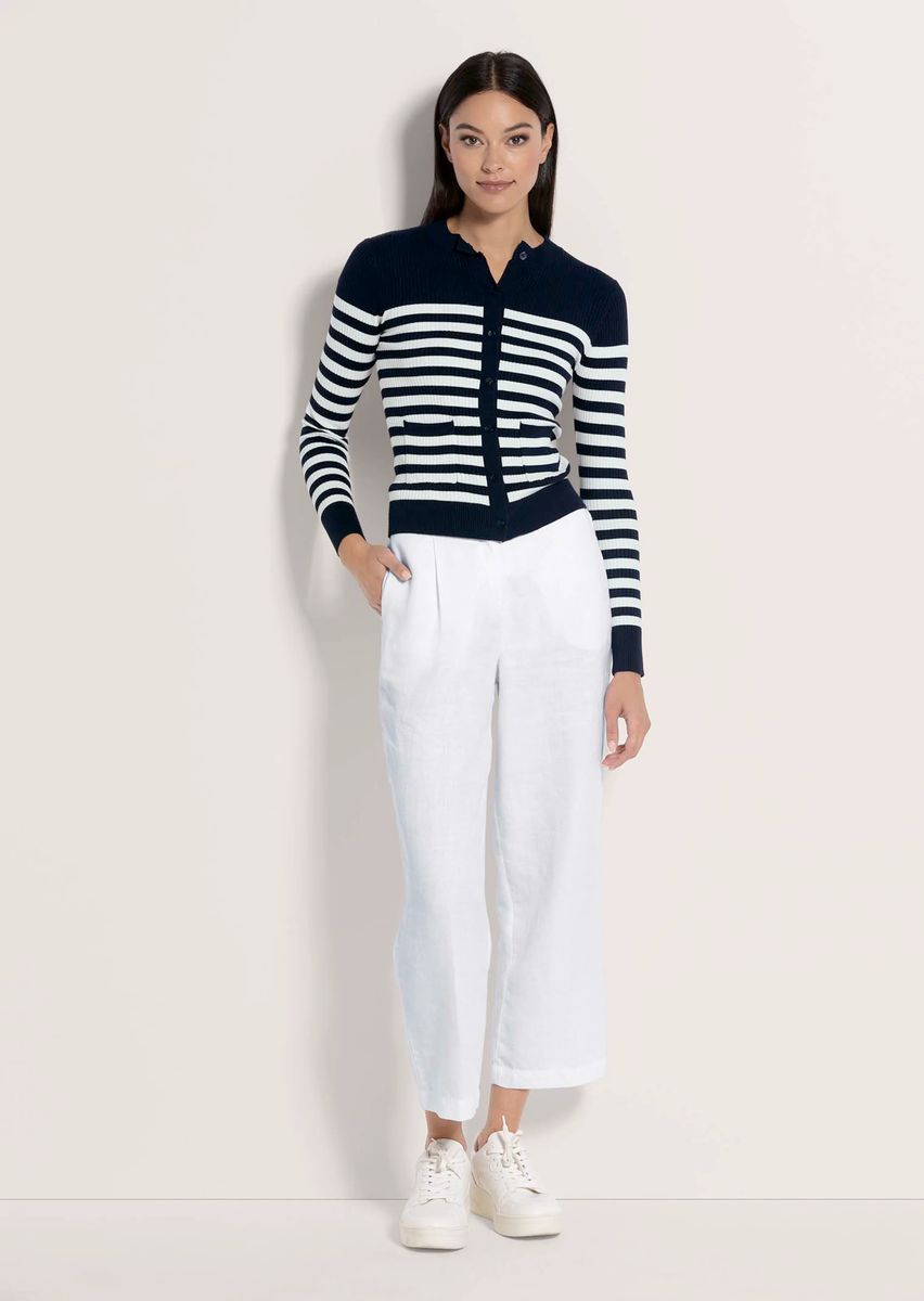 Maritime Rippstrickjacke mit Streifen