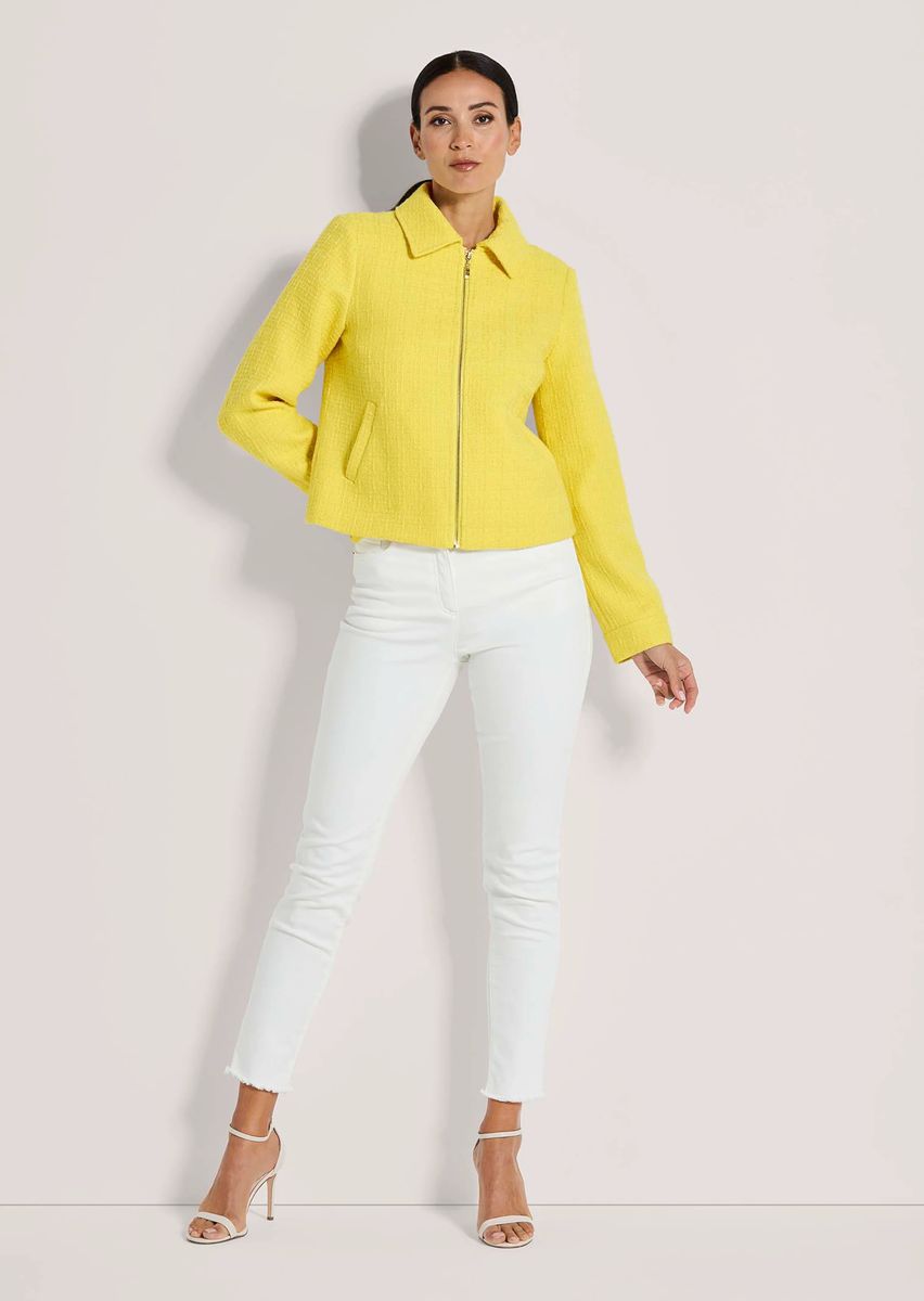 Kastige Bouclé-Jacke mit Reißverschluss