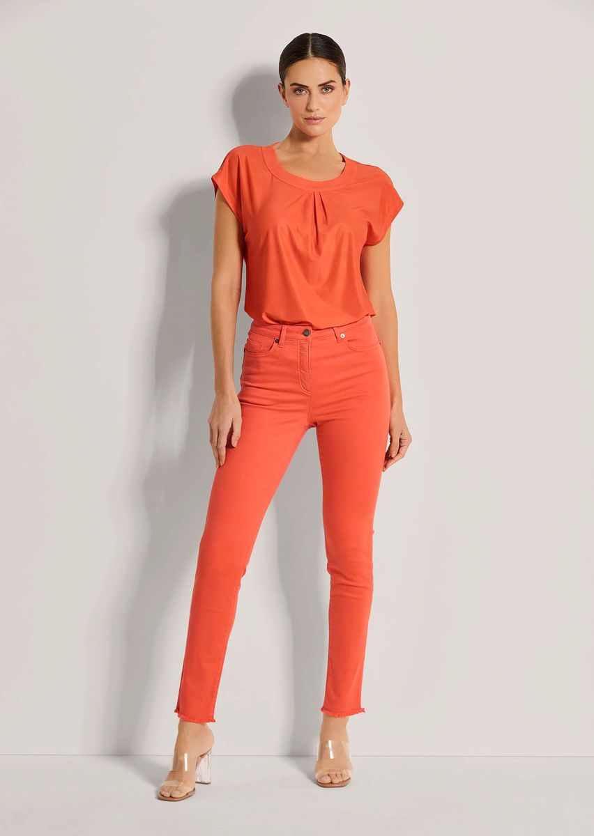 Skinny-Jeans mit Fransensaum