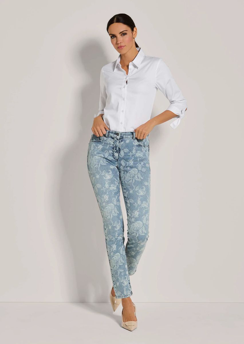 Slim-Fit Jeans mit Blumenmuster