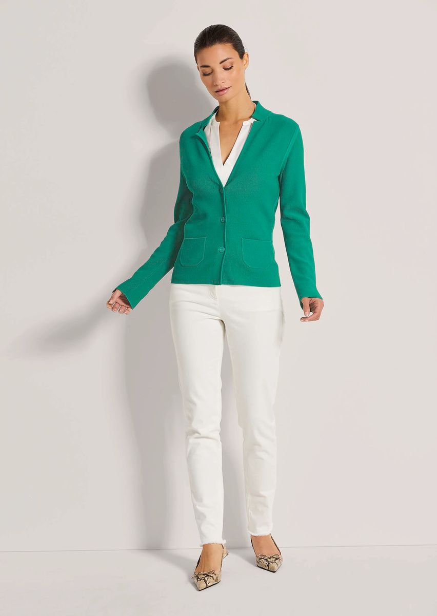 Schlanker Strickblazer mit aufgesetzten Taschen