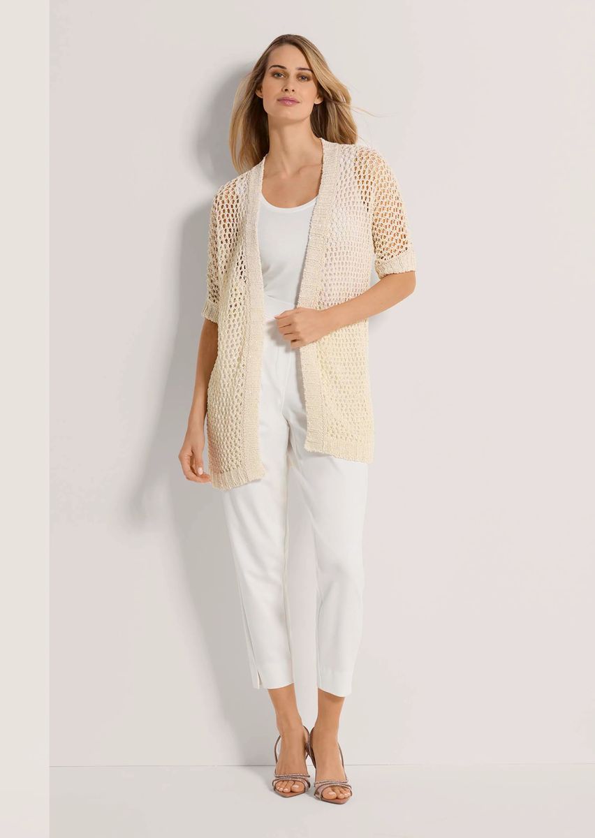 Glänzende Ajour-Strickjacke ohne Verschluss