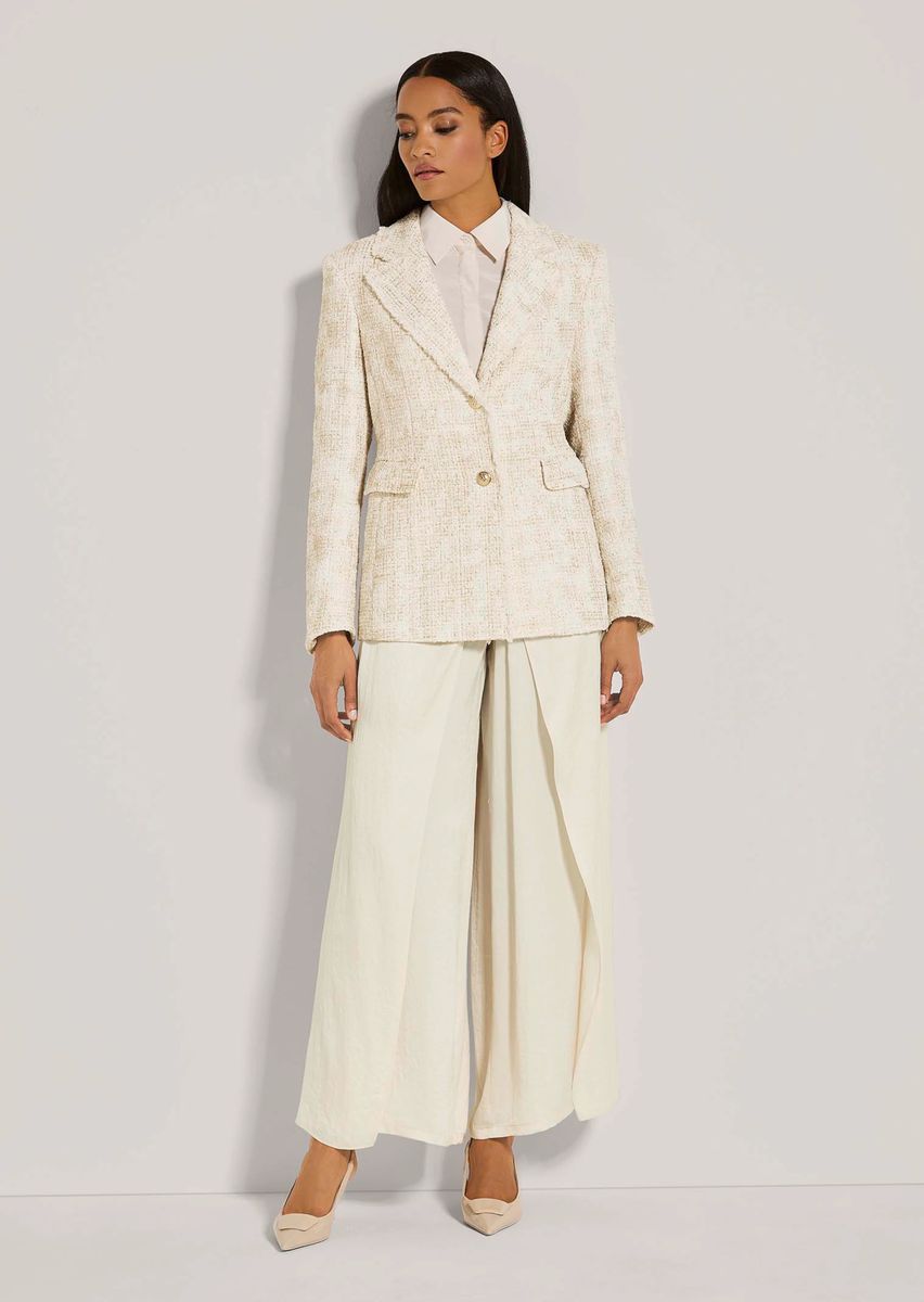 Bouclé-Blazer mit Fransendetails