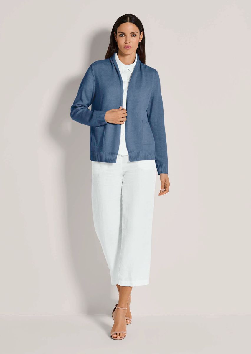 Offene Long-Strickjacke mit Seidenanteil