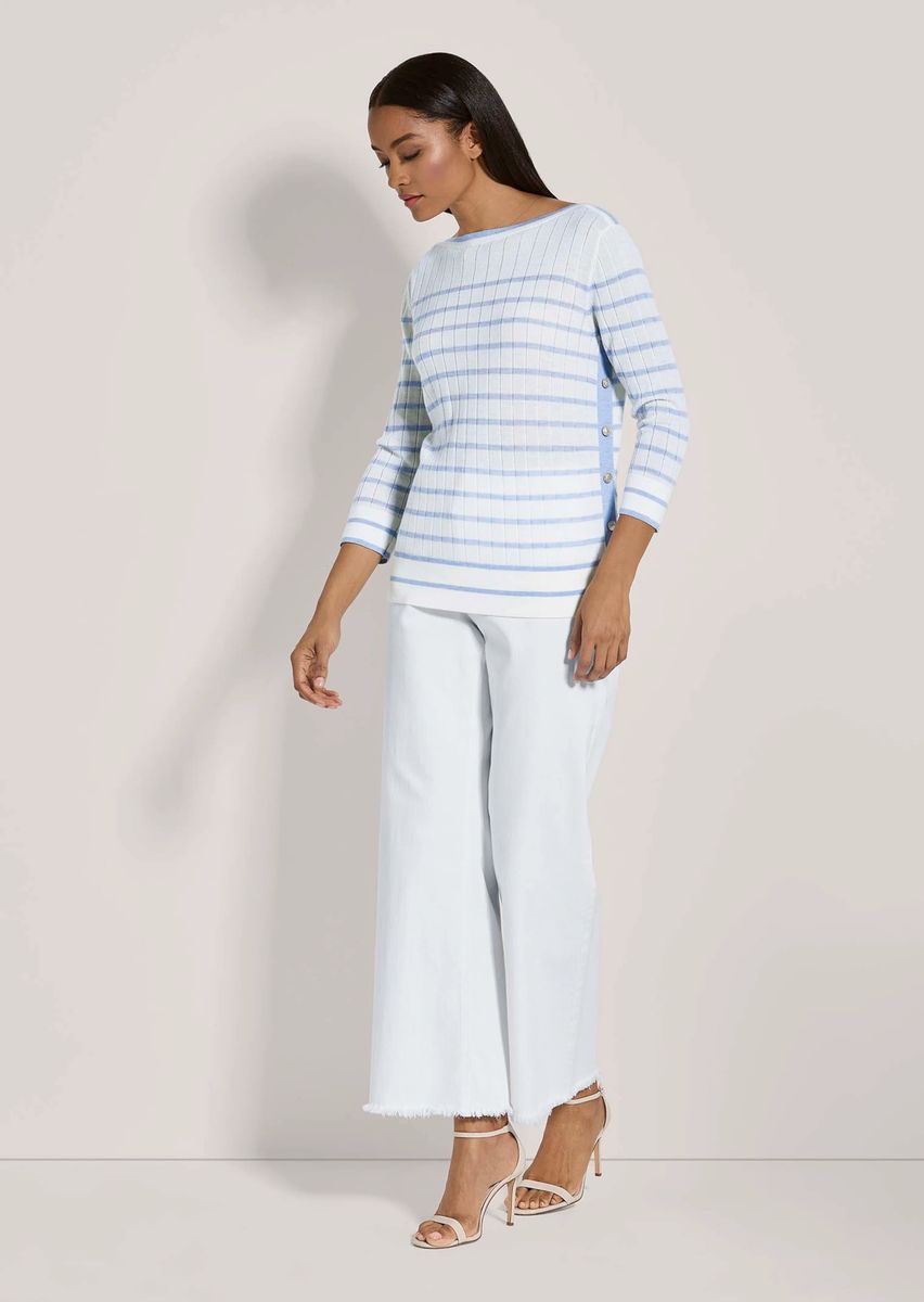 Maritimer Ringelpullover aus Rippstrick