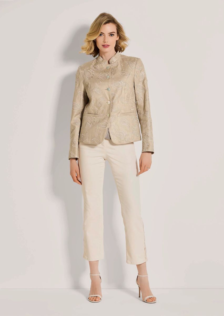 Bestickter Paisley-Blazer mit Stehkragen