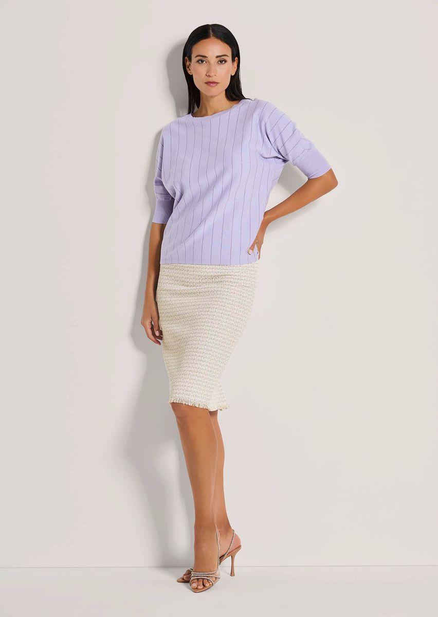 Oversize-Stricktop mit glänzenden Streifen