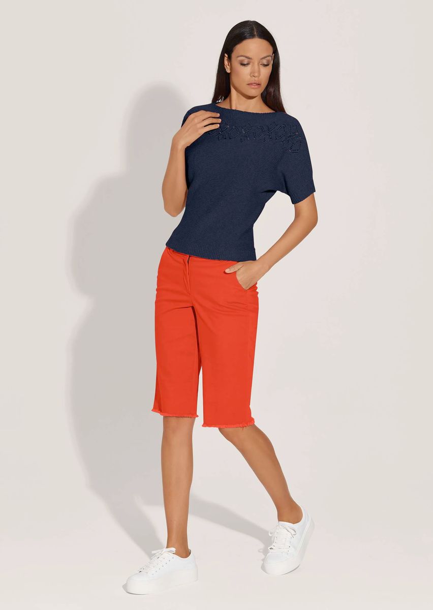 Ajour-Strickpullover mit U-Boot-Ausschnitt