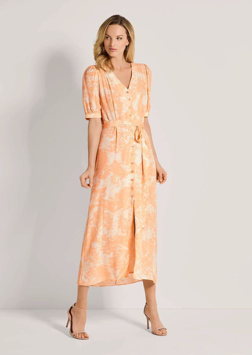 Durchgeknöpftes Midi-Kleid mit Blumenprint