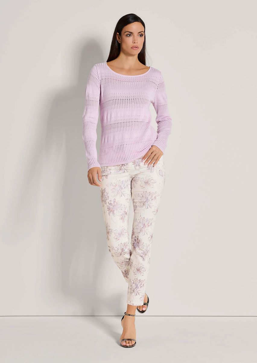 Ajour-Strickpullover im Mustermix