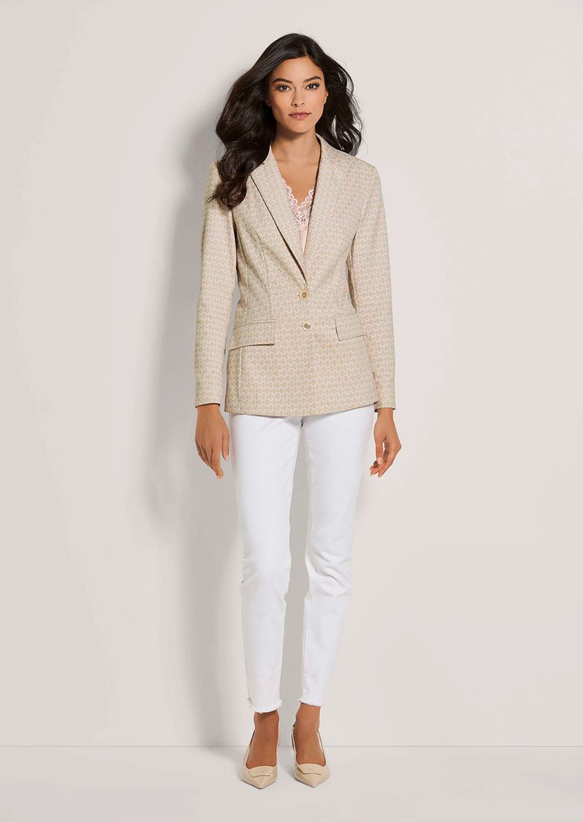 Eleganter Langer Geometrischer Jacquard-Blazer