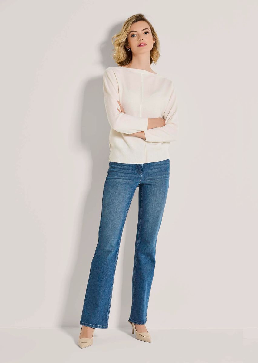 Eleganter U-Boot-Pullover mit Fledermausärmeln