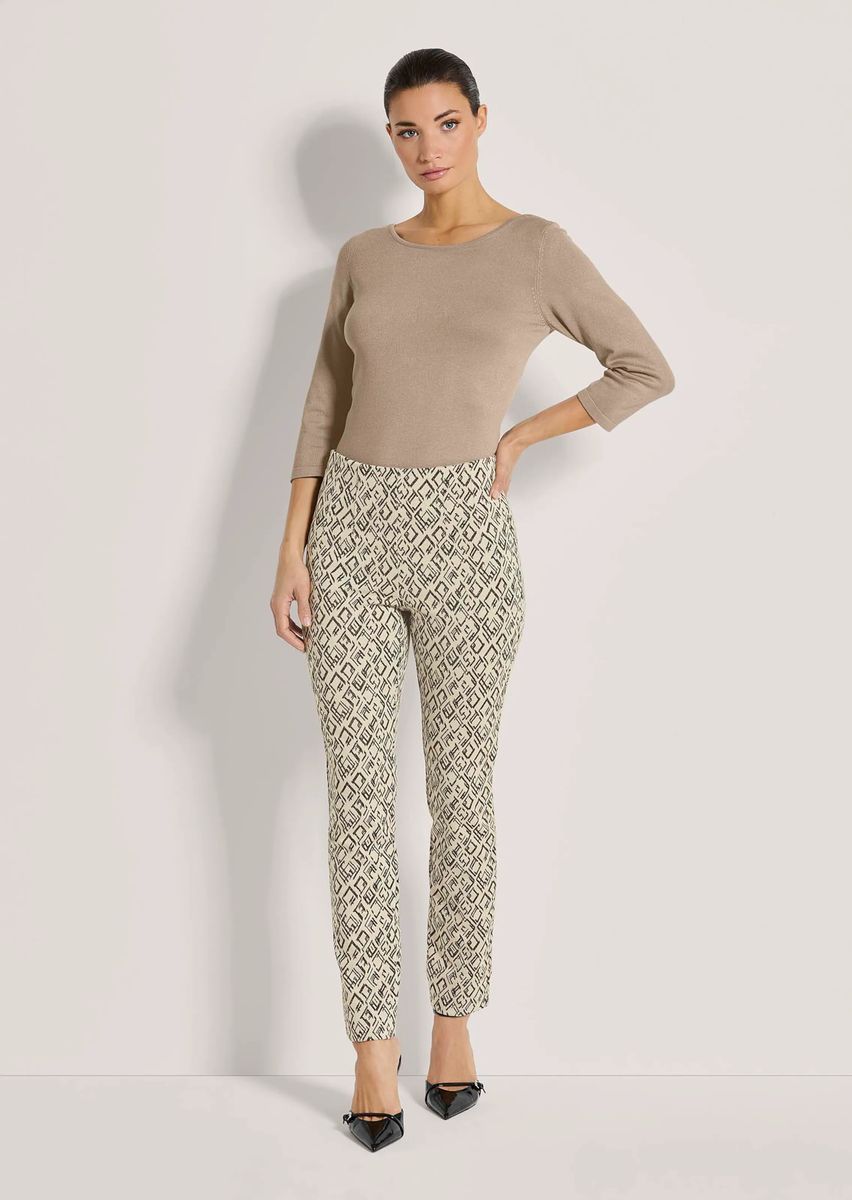 Schmale Jacquard-Hose mit Glanzeffekt