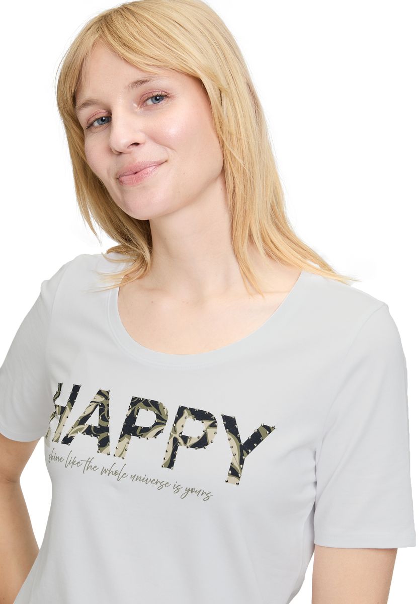T-Shirt mit funkelndem Happy-Print
